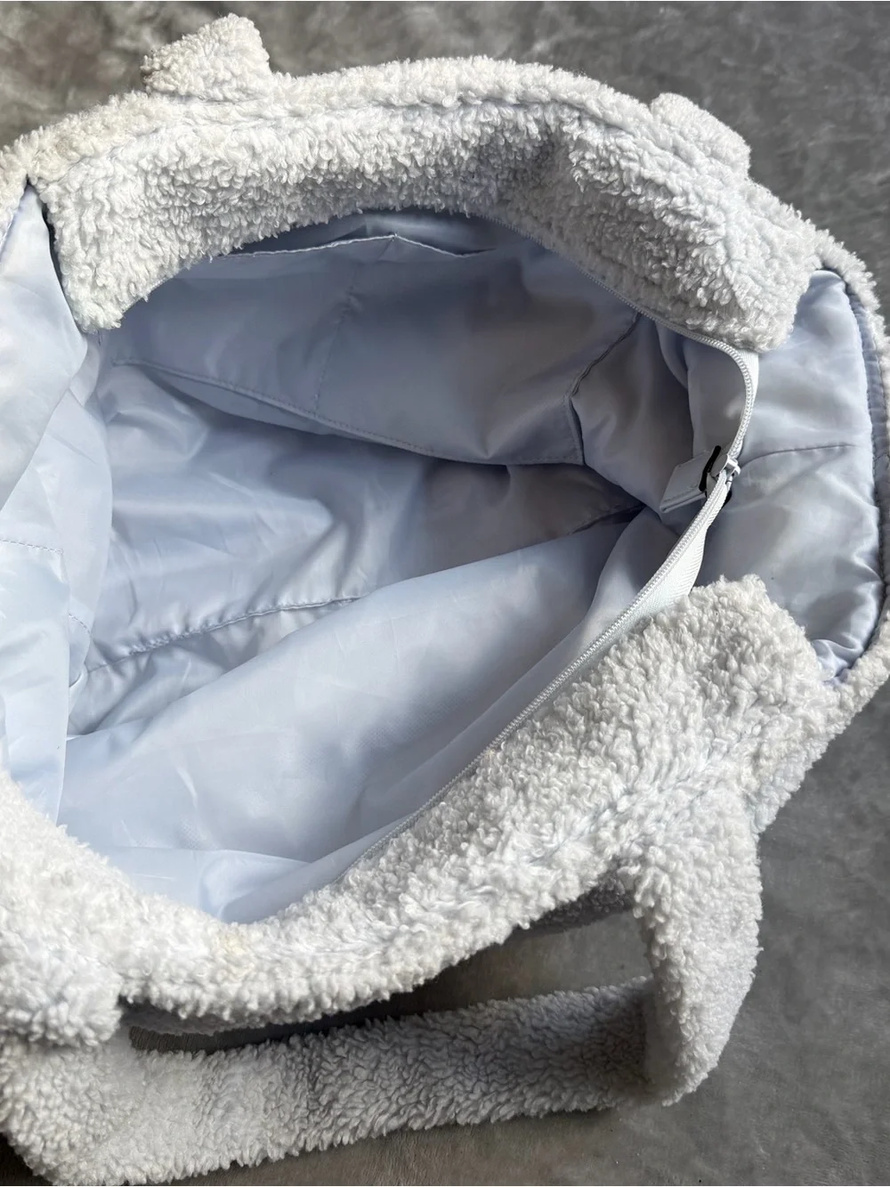 PINK Victoria's Secret Plush Sherpa Tote - Light blue Teddy Tote